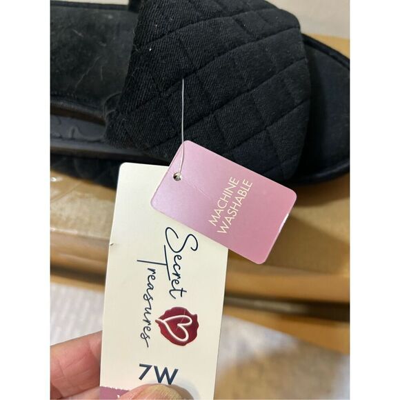 Secret treasures slippers shoes 7w wides black new - Picture 2 of 4